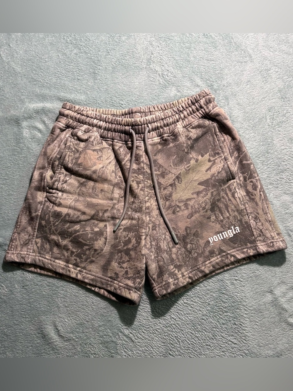 YoungLA Forest Camo Athletic Drawstring Shorts